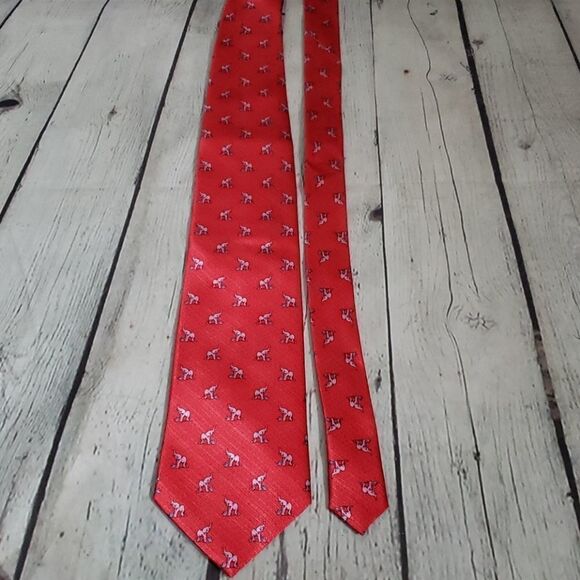 Vintage Red Elephant Novelty Print Silk Neck Tie - Picture 4 of 6
